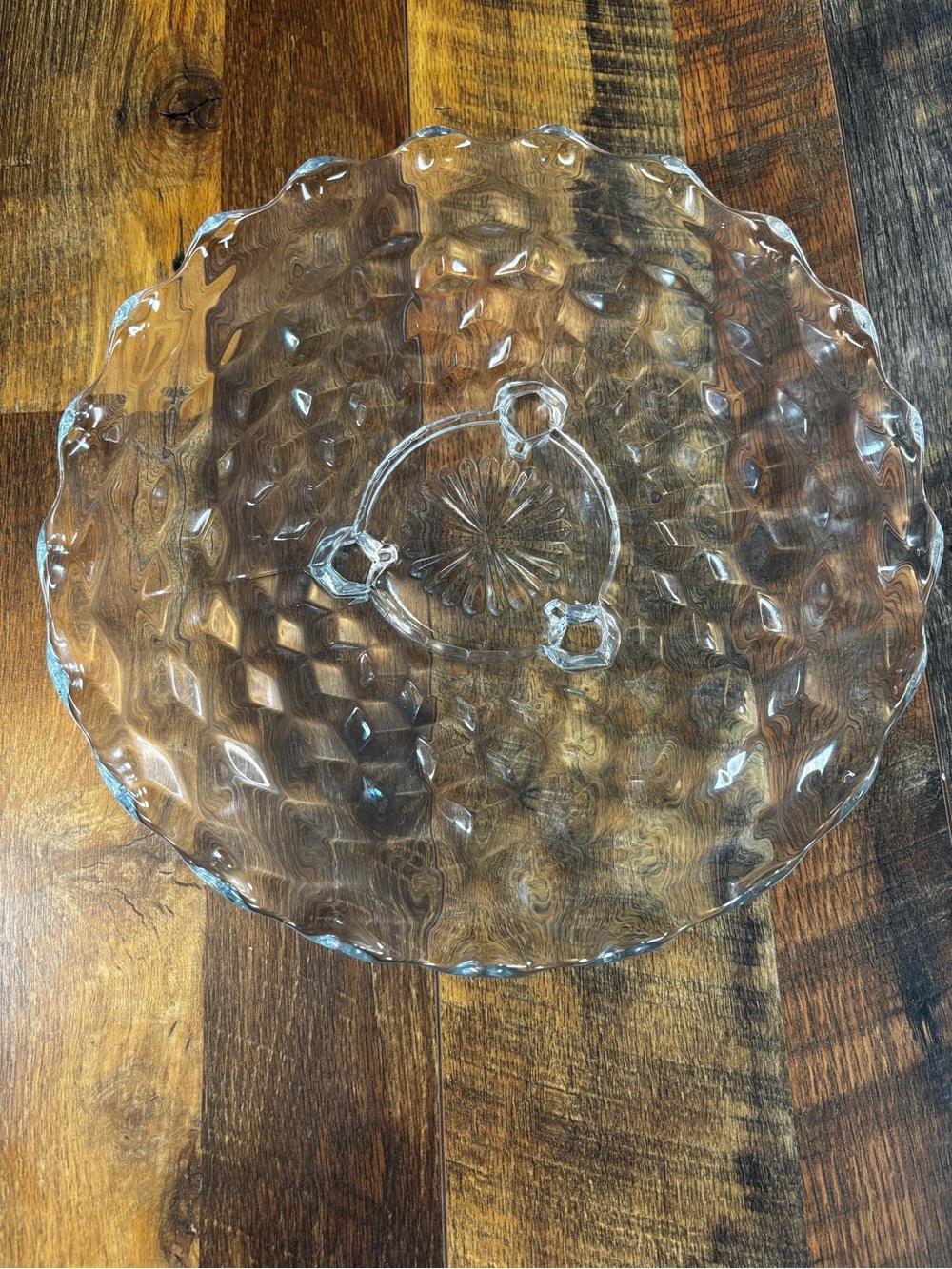 Fostoria American Pattern Glass Footed Serving/cake plate 12” Vintage